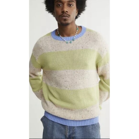 URBAN OUTFITTERS Men Pullover Sweater Sz M Multicolor Striped Crewneck Casual - Picture 2 of 12